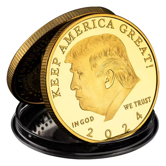2024 Donald Gold&Silver Plated Commemorative Coins Keep America Great 47Th President of the United States Collection Coin Gift